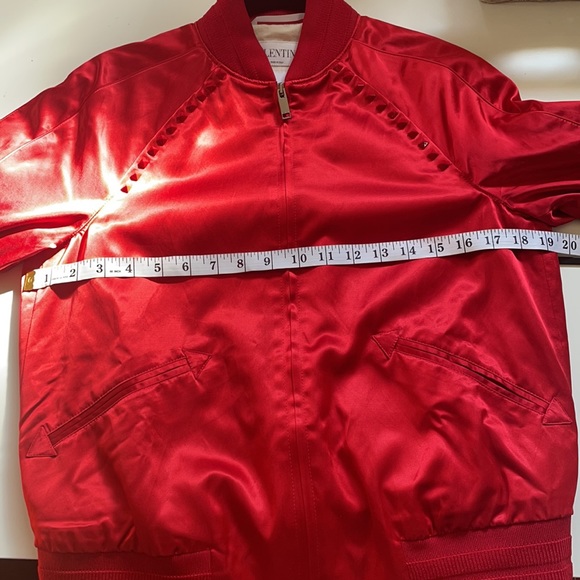 Valentino Red Rockstud Bomber Jacket Satin Studded